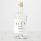 緑のフローラエレガントスローガンベイビーシャワー リキュールボトルラベル (正面)