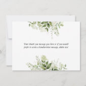 緑のフローラエレガントハートスクリプト サンキューカード (裏面)