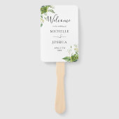 緑のフローラエレガントモダン結婚式 プログラム ハンドファン (正面)