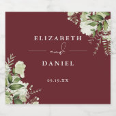 緑のフローラエレガントローズウッドピンク結婚ズ スパークリングワインラベル (シングルラベル)