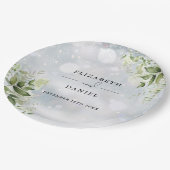 緑のフローラエレガント冬の結婚式 ペーパープレート (アングル)