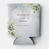 緑のフローラエレガント冬の結婚式 缶クーラー (正面)