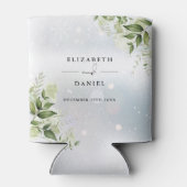 緑のフローラエレガント冬の結婚式 缶クーラー (裏面)