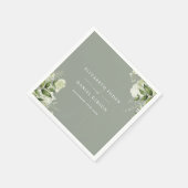 緑のフローラエレガント名Date Sage Green スタンダードカクテルナプキン (角)