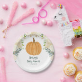 緑のフローラカボチャ秋ベビーシャワー ペーパープレート (パーティー)