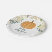 緑のフローラカボチャ秋ベビーシャワー ペーパープレート (アングル)