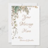 緑のフローラガーランドスクリプトエレガントな結婚式 サンキューカード (裏面)