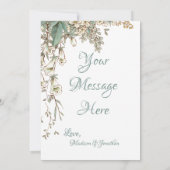 緑のフローラガーランドスクリプトエレガントな結婚式 サンキューカード (裏面)