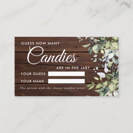 緑のフローラキャンディスシャワーゲームカードの数 プレイスカード (正面)