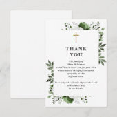 緑のフローラクリスチャンの生活葬儀お祝い サンキューカード (正面/裏面)