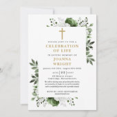 緑のフローラクリスチャンの生活葬儀お祝い 招待状 (正面)