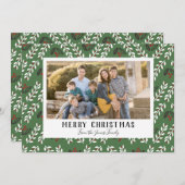 緑のフローラクリスマスフォトカード シーズンカード (正面/裏面)