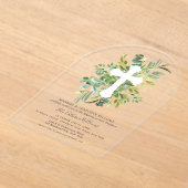 緑のフローラクロスカプテスマ アクリル招待状 (レイダウン)