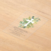 緑のフローラクロスカプテスマ アクリル招待状 (レイダウン)
