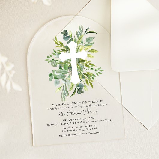 緑のフローラクロスカプテスマ アクリル招待状