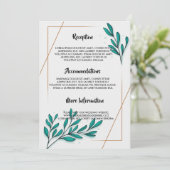 緑のフローラゴールドフォイル葉ズウェディングプログラム 招待状 (スタンド正面)