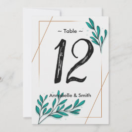緑のフローラゴールド葉フォイルテーブル番号 招待状