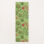 緑のフローラシームレスなパターンの花、枝、葉 ヨガマット (正面)