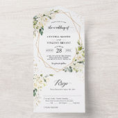 緑のフローラジオメトリック(ENVは必要結婚なし) オールインワン招待状 (内側)