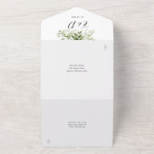 緑のフローラスクリプトハートミニマル結婚リスト オールインワン招待状 (外側)