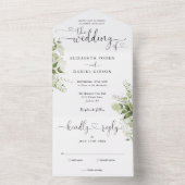 緑のフローラスクリプトハートミニマル結婚リスト オールインワン招待状 (内側)