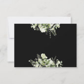 緑のフローラスクリプトハート白黒 出欠カード (裏面)