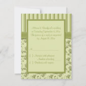 緑のフローラストライプR.S.V.P.カードのシェード 出欠カード (裏面)