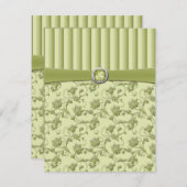 緑のフローラストライプR.S.V.P.カードのシェード 出欠カード (正面/裏面)