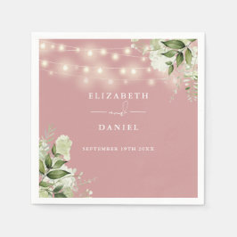 緑のフローラストリングライツダスティーバラ結婚ズ スタンダードカクテルナプキン