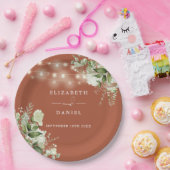 緑のフローラストリングライツテラコッタ結婚ズ ペーパープレート (パーティー)