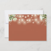 緑のフローラストリングライツテラコッタ結婚ズ 出欠カード (裏面)