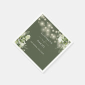 緑のフローラストリングライトオリーブグリーン結婚ズ スタンダードカクテルナプキン (角)