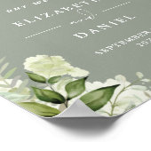 緑のフローラセージ結婚グリーンの歓迎サイン ポスター (角)