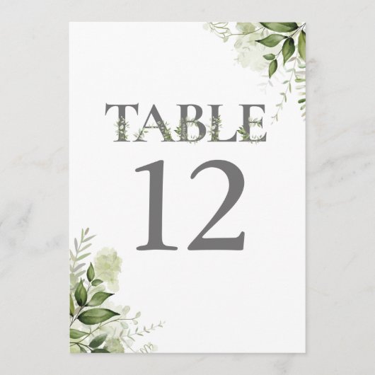 緑のフローラタイポグラフィ表の番号 (正面)