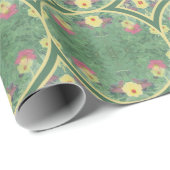 緑のフローラタイル誕生日 ラッピングペーパー (ロールコーナー)