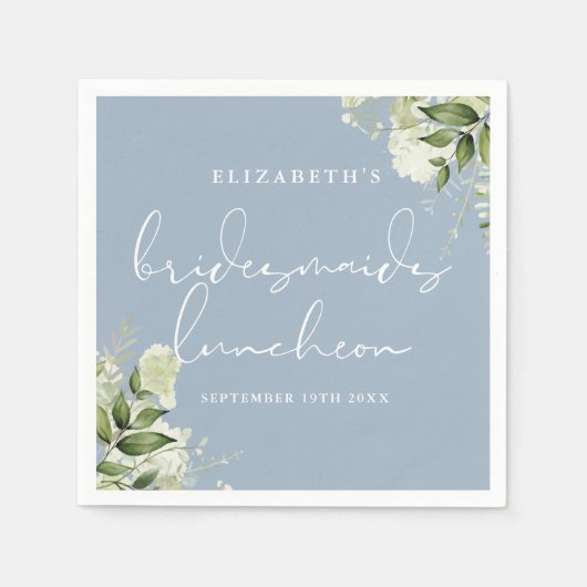 緑のフローラダスティブルーブリデスメイド昼食会 スタンダードカクテルナプキン (正面)