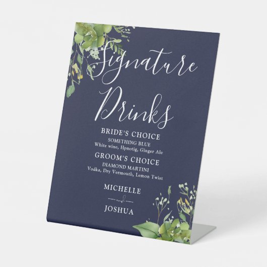 緑のフローラネイビーブルーシグネチャードリンク 台座サイン (正面)