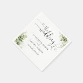 緑のフローラハート結婚スクリプト スタンダードカクテルナプキン (角)