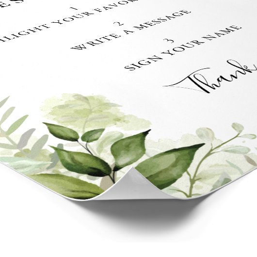 緑のフローラバイブルのゲストブックサイン ポスター (角)