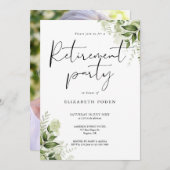 緑のフローラフォトスクリプト退職パーティー 招待状 (正面/裏面)