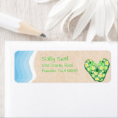 緑のフローラフリップフロップビーチラベル ラベル (インサイチュ)