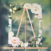 緑のフローラフレーム結婚のウェルカムアクリルの看板 アクリルサイン (ニュートラル)