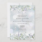 緑のフローラフローラセージ薄紫冬の結婚式 招待状 (正面)