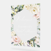 緑のフローラブライダルシャワーウェルカムアクリルサイン アクリルサイン (傾斜)