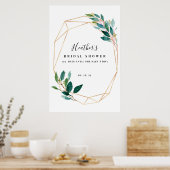 緑のフローラブライダルシャワーウェルカムサイン ポスター (キッチン)