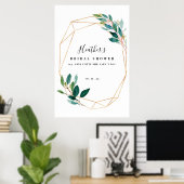 緑のフローラブライダルシャワーウェルカムサイン ポスター (ホームオフィス)