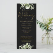 緑のフローラブラックと金ゴールドの詳細ウェディング 招待状 (スタンド正面)