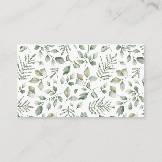 緑のフローラベビー開花シャワーありがとう エンクロージャーカード (裏面)