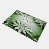 緑のフローラホリデークリスマスドルマット ドアマット (アングル)