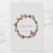 緑のフローラミニワインボトルラベル ワインラベル (シングルラベル)